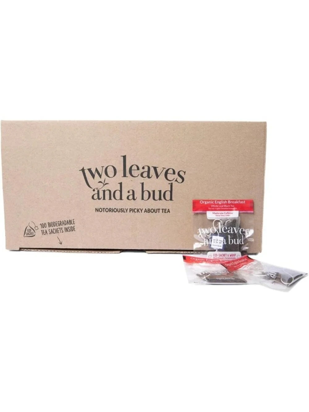 Organic English Breakfast Tea Bags - Caffeinated Whole Leaf Black Tea, 100 Count